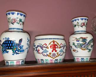 Asian Motif Vases