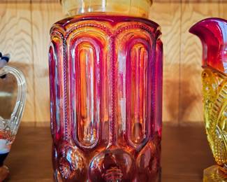 Moon and stars amberina canister 