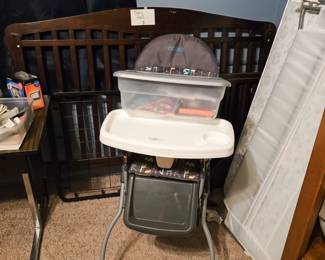 Baby crib, and high chair