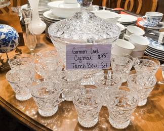 German Leaded Crystal Punch Bowl Set
