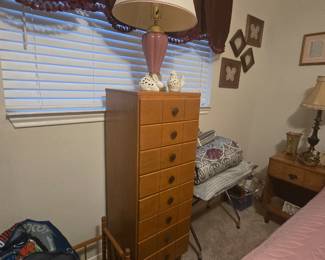 MCM - Vintage, heavy, solid wood bedroom set.  Set includes:  4-drawer dresser, triple dresser with mirror, lingerie or jewelry cabinet, 2 nightstands