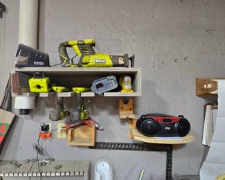 misc hand tools. boom box