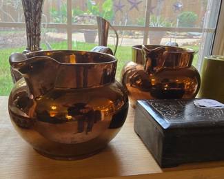 pre MCM - BCM Nelson Ware copper finished ceramic pitcher set - Made in England