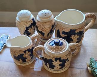 5 piece table set:  Salt/Pepper, milk pitcher, cream & sugar - marked made in Japan