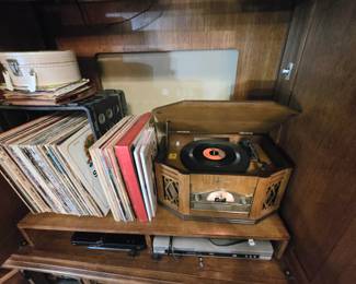 Record albums - 33 1/3, 45s, radio/record player/CD player, blue ray player, ROKU