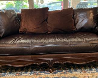 Bernhart leather and brindle hide sofa