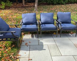 BRAXTON PARK BLACK STEEL OUTDOOR PATIO CHAIRS WITH CUSHIONS