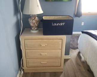 Nightstand; table lamp