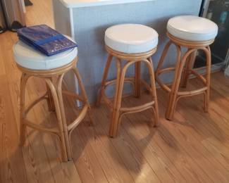 Rattan bar stools - three available