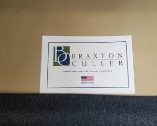 Braxton Culler contemporary blue couch with white piping