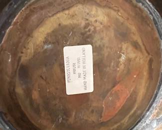 Pennsylvania House Brass Coal Scuttle with Delft Blue handles 