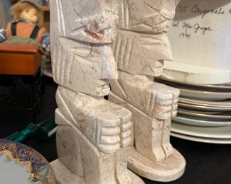 Marble figure bookends 