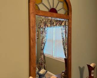 Stained glass accented mirror 