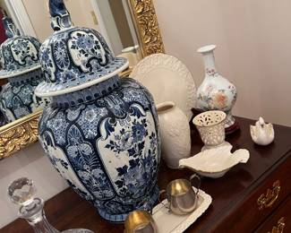 Delft Blue Ginger Jar, Lenox vases, dishes & more