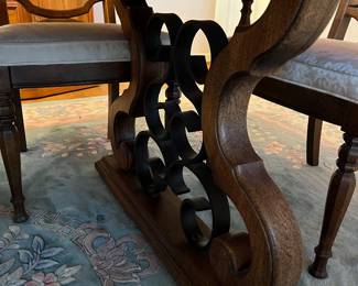 Table base detail, wood & iron. Gorgeous! 