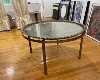 Copper, glass & metal coffee table - India