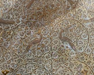 Copper, glass & metal coffee table - India