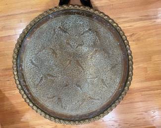 Copper, glass & metal coffee table - India