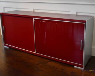 Red and silver Ambiente Ccollection sideboard with sliding doors