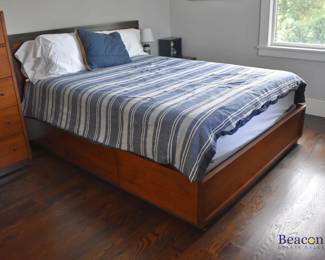 Crate & Barrel queen bed with storage