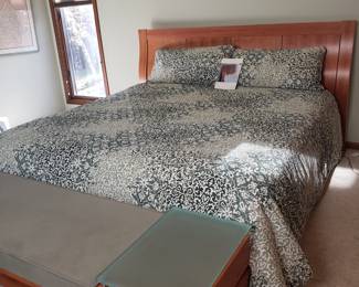 Danish Modern Hammel cherry King Sized Matress and Bed Frame