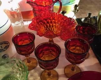 Amberina glass also includes a pitcher!