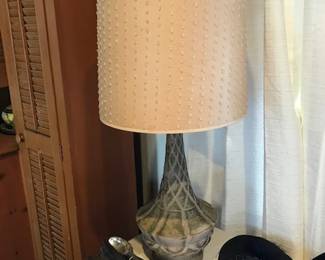 Fine Mid-Century lamp, hats, gloves