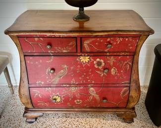 Red floral bombe chest