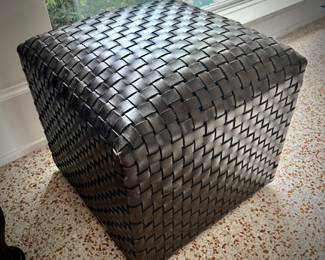 Woven leather ottoman