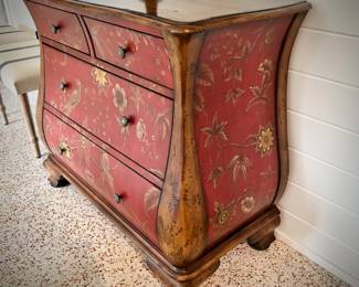 Red floral bombe chest