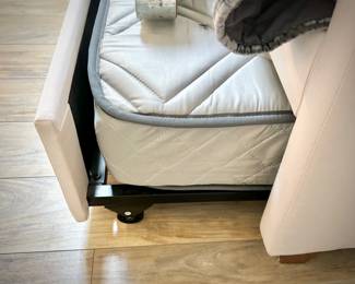 Daybed with trundle and pink/gray linens