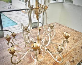 Anthropologie ivory and gold chandelier