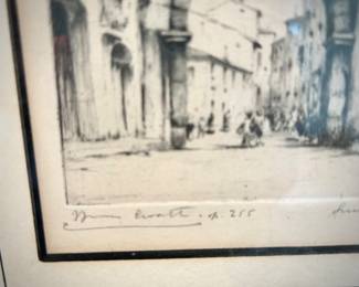 Bruno Croatto original etching - Via Fillalunga in Lucca