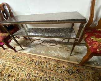 Faux stone topped console table