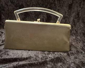 Vintage Ladies Clutch Purse Lucite Handle