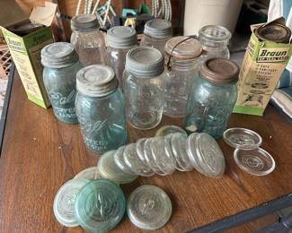 Vintage Ball, Atlas Mason Jars, Blue Mason Jars