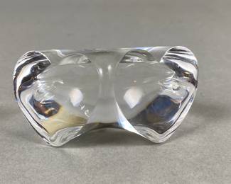 Steuben True Love Crystal Double Heart Paperweight
