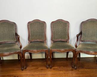 Set Of Four Vintage Henredon Louis XV Style Dining Chairs, Two Arm And Two Side
