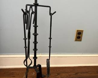 Iron Fire Tools On Tripod Style Stand
