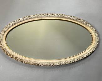 Oval Carved And White Washed Mirror
