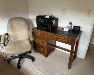 Desk, Office Chair, Printer