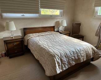 Mid Century Bed Room Furniture - Bed, Pair of Night Stands