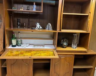 Mid Century Credenza w/ Stained Glass and Tambour Doors