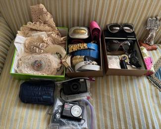 Linens, Judith Leiber Belts, Sun Glasses