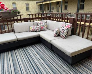 All-Weather Woven Wicker Sectional Sofa.