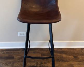 Set of 4 Leather Bar Stools. Each Measures 17" W x 18" D With 29" Seat Height. Photo 1 of 4.