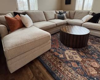 Three-Piece Arhaus Sectional Sofa with Chaise. Measures 96" X 40" D x 140". Chaise Measures 66" D. Photo 1 of 4.