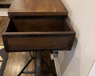 Lin Industrial Black Distressed Wood Bar-Height Gathering Table / Console. Photo 2 of 4.