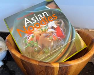 Teak Salad Bowl and Asian Noodles Cookbook.