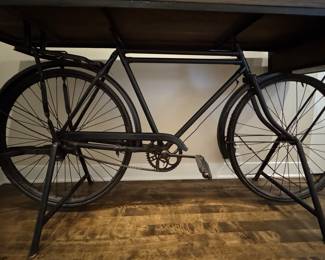 Lin Industrial Black Distressed Wood Bar-Height Gathering Table / Console. Photo 3 of 4.